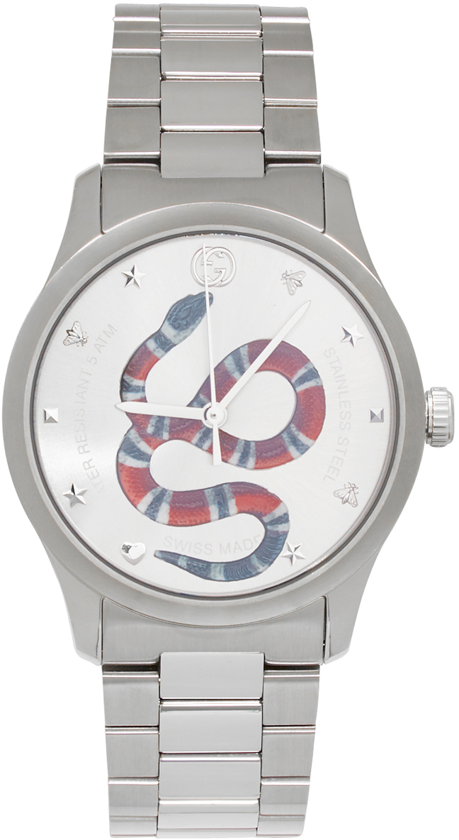 Gucci Silver G-Timeless Snake Watch