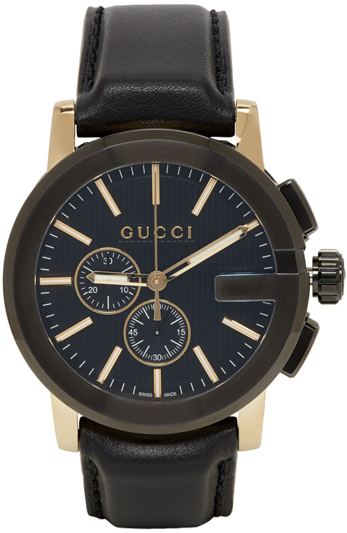 Gucci: Black \u0026 Gold G-Chrono Watch | SSENSE