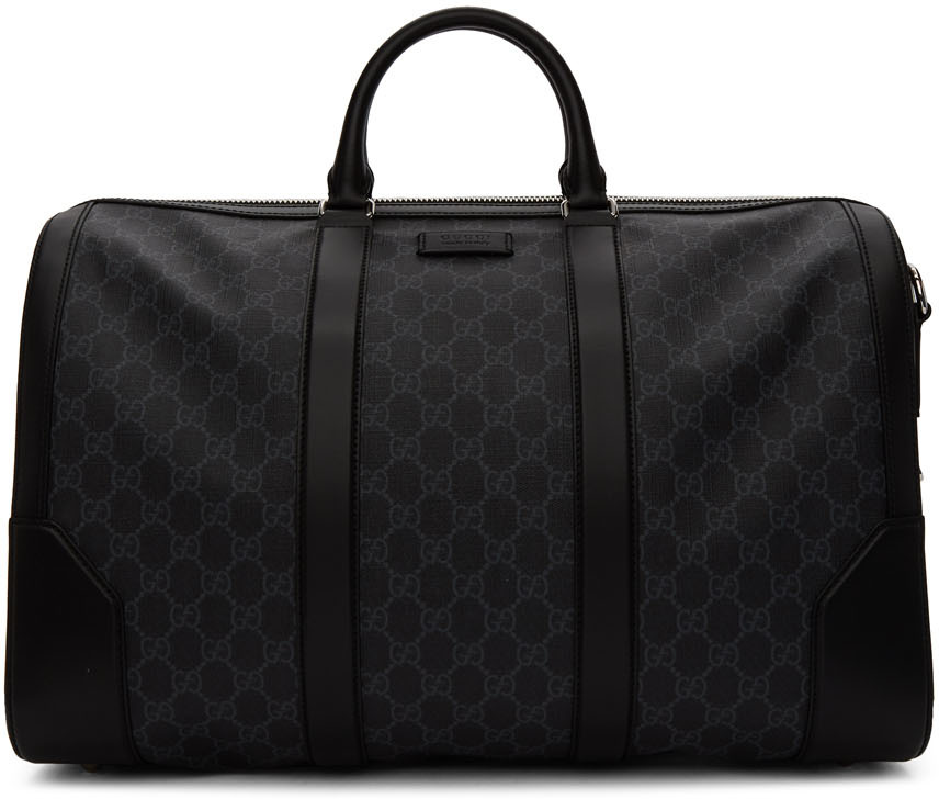 Gucci Black Soft GG Supreme CarryOn Duffle Bag SSENSE