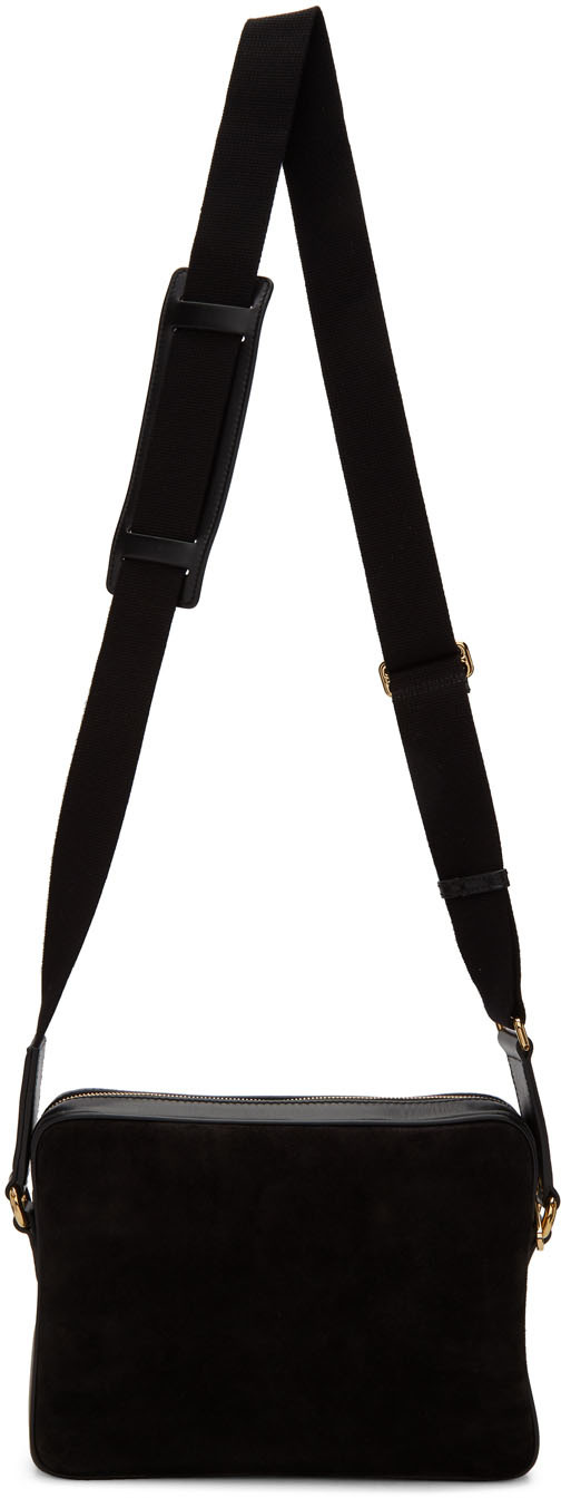 black suede messenger bag
