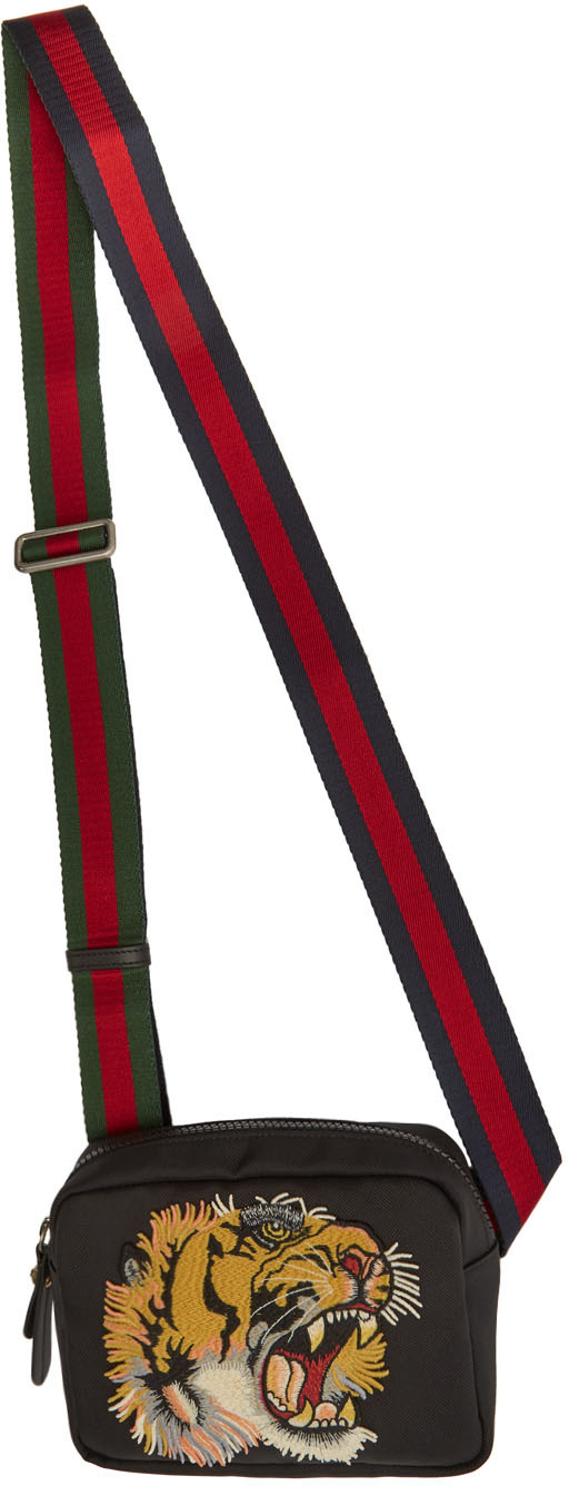 Gucci Black Tiger Messenger Bag SSENSE