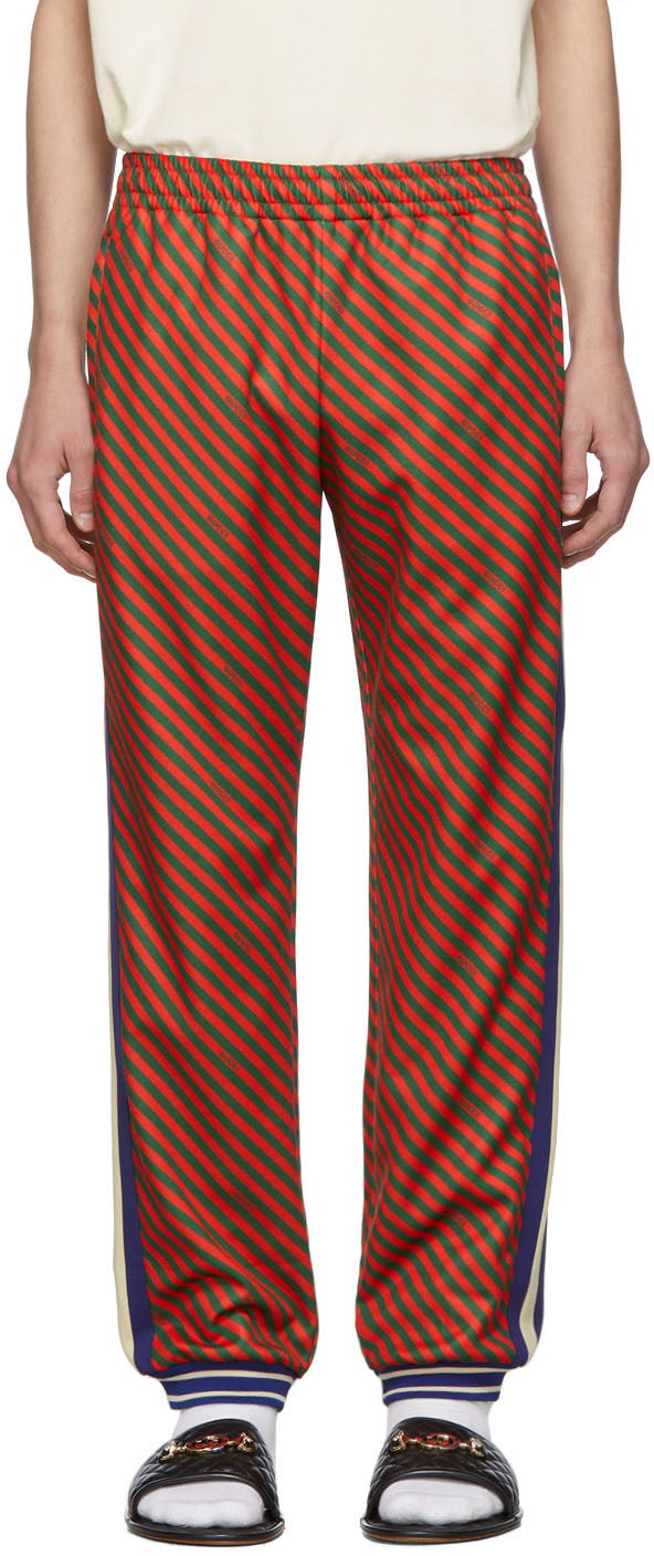 red and green striped pants
