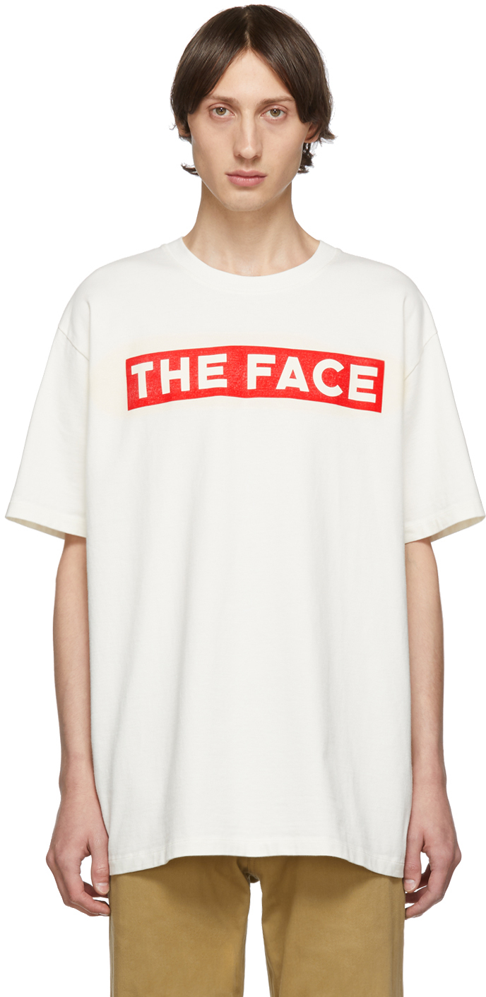 Gucci: オフホワイト The Face T シャツ 