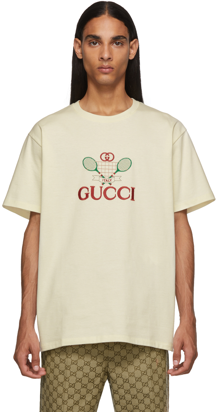 Gucci: White GG Tennis Club T-Shirt 