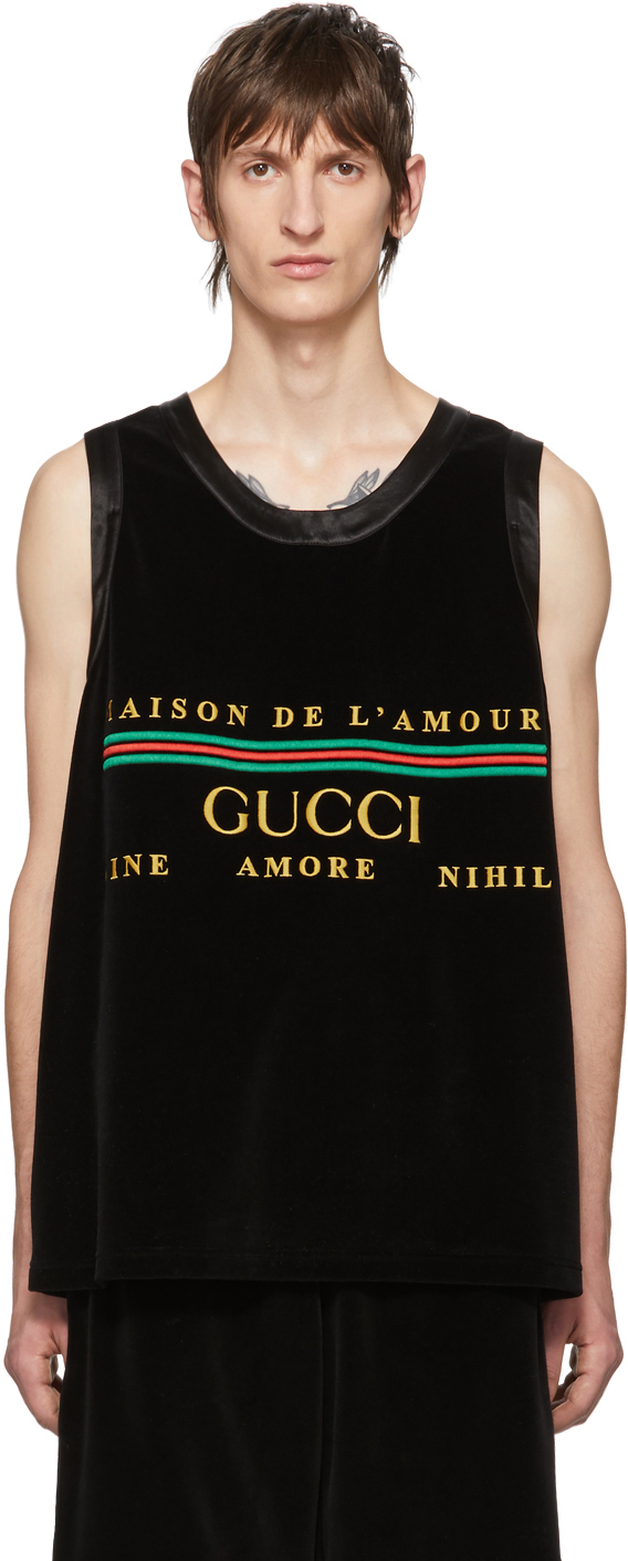 Gucci: Black Chenille Tank Top | SSENSE