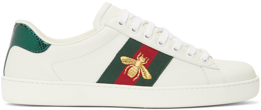 Gucci: White Bee New Ace Sneakers | SSENSE