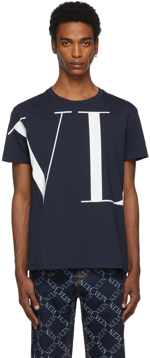 Valentino: Navy 'VLTN' T-Shirt | SSENSE