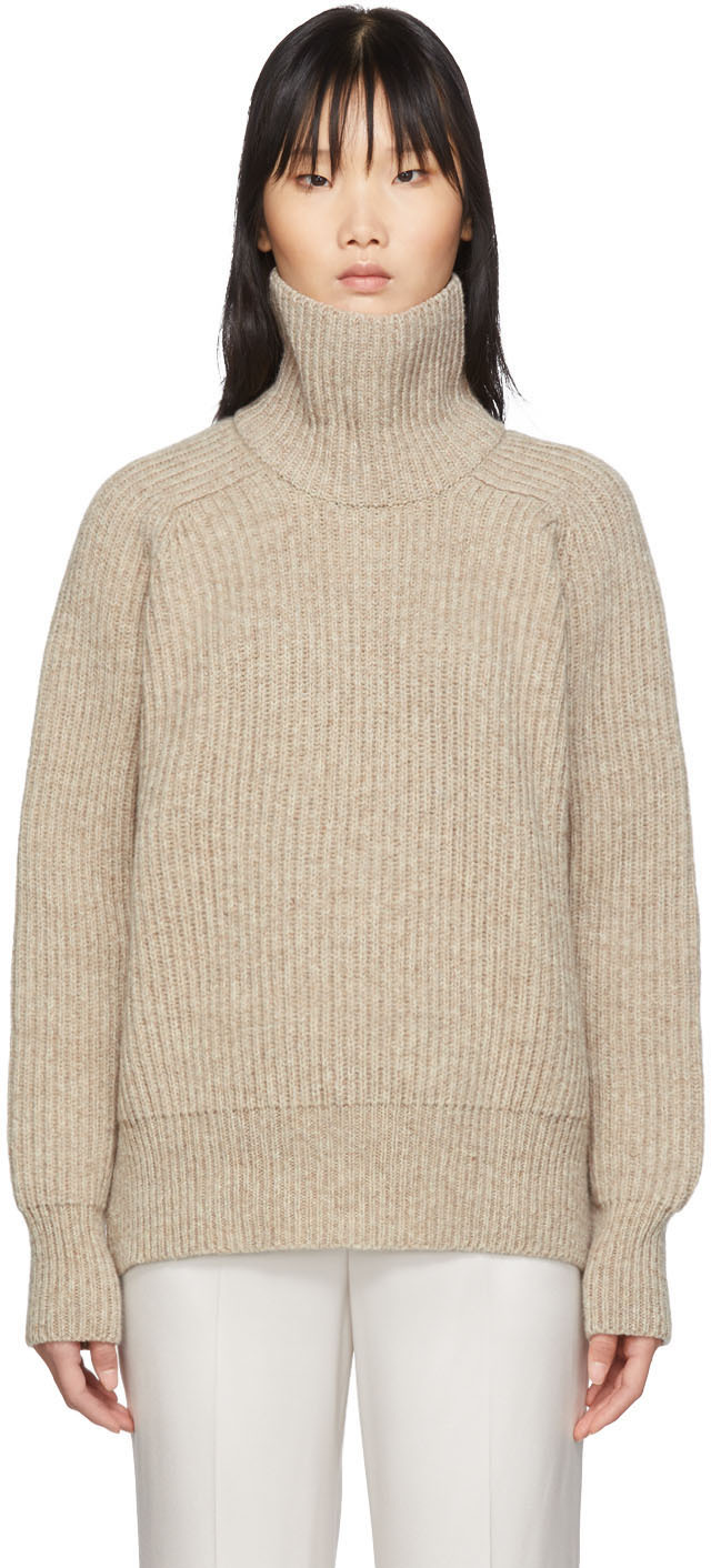 AMI Alexandre Mattiussi: Beige Bulky Wool Sweater | SSENSE