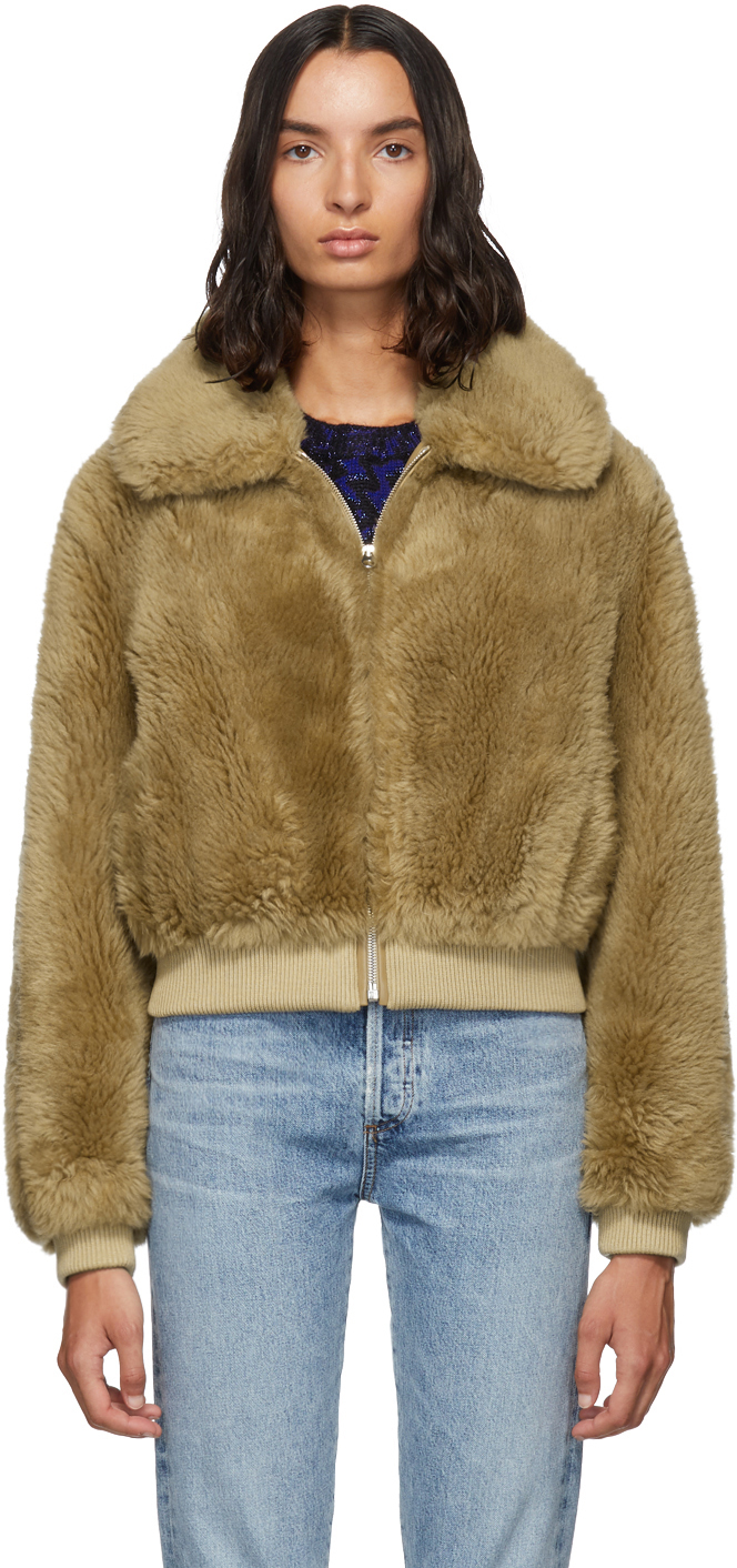 afdeling Laan brandstof Yves Salomon - Meteo: Brown Wool Flap Collar Jacket | SSENSE