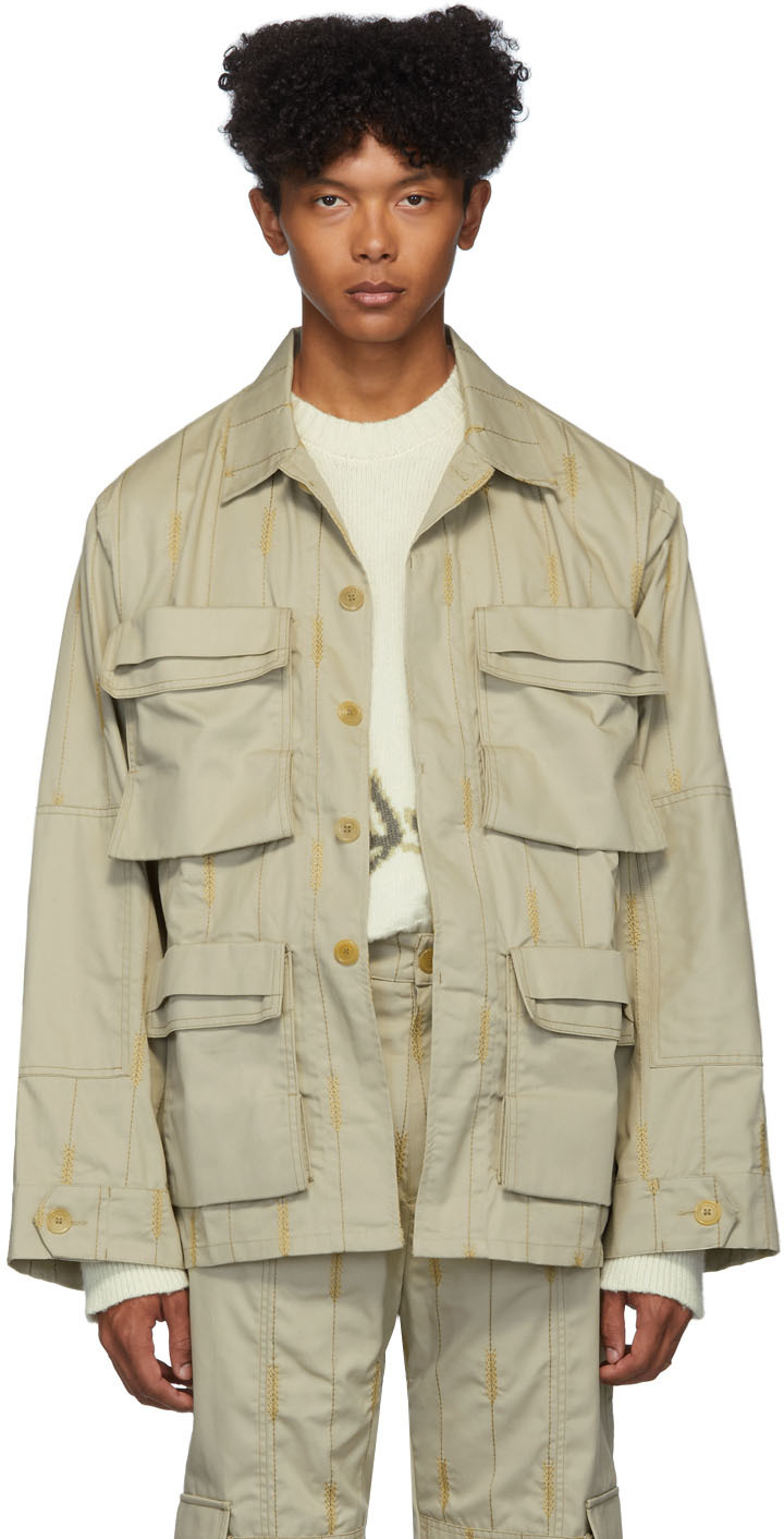 Jacquemus: Beige 'La Chemise Blé' Jacket | SSENSE UK