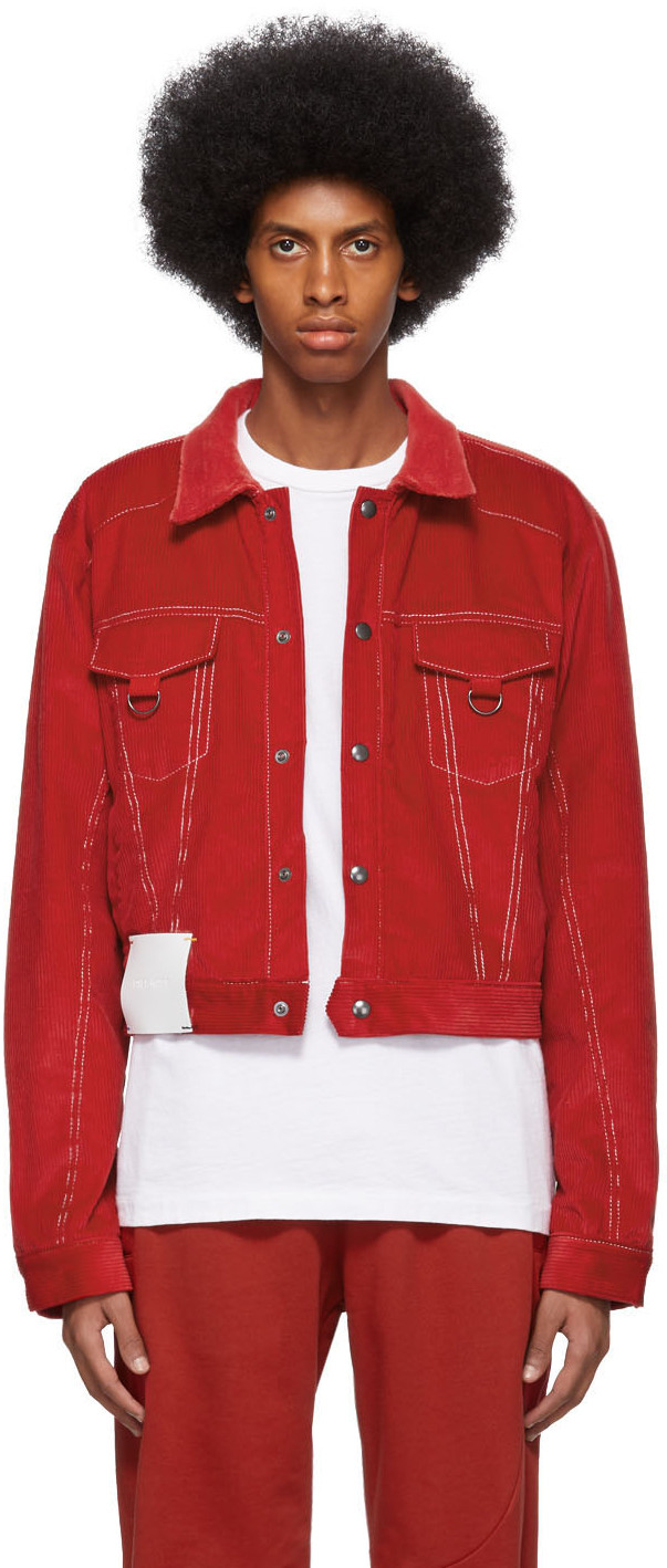 red corduroy trucker jacket