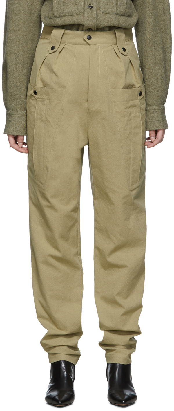 tan tapered trousers