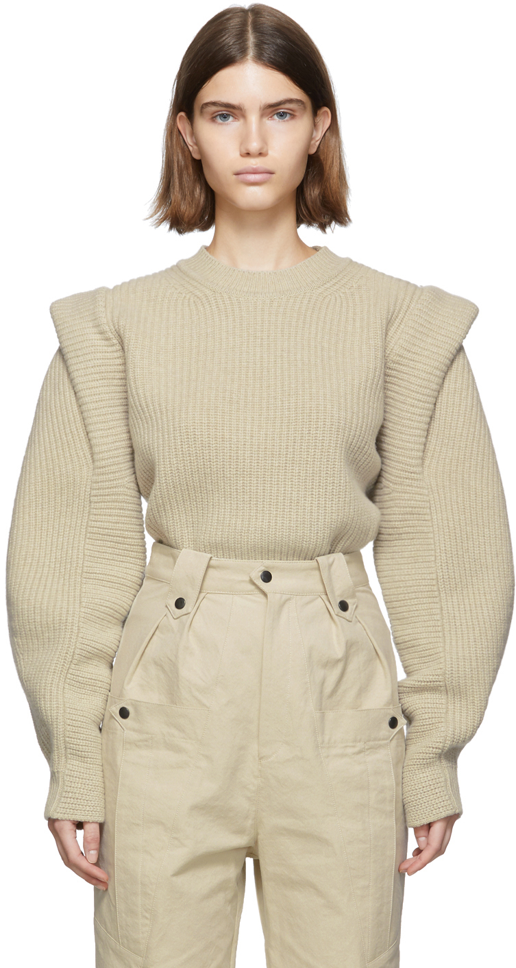 Isabel Marant: Beige Wool & Cashmere Knit Bolton Sweater | SSENSE