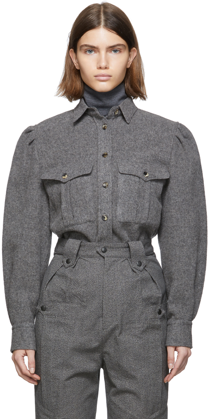 Isabel Marant: Grey Wool Florrie Pocket Shirt | SSENSE