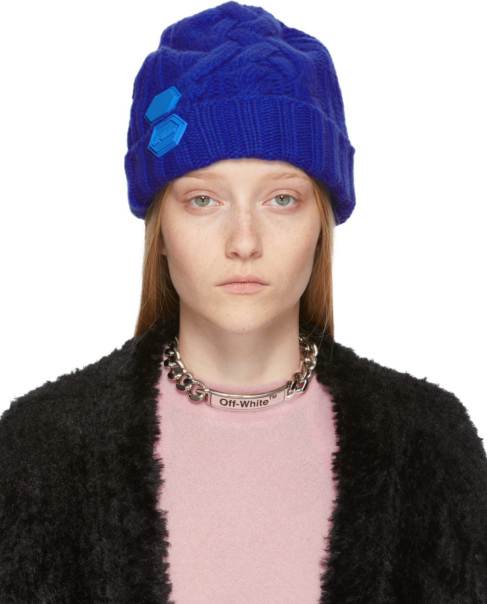 off white beanie blue