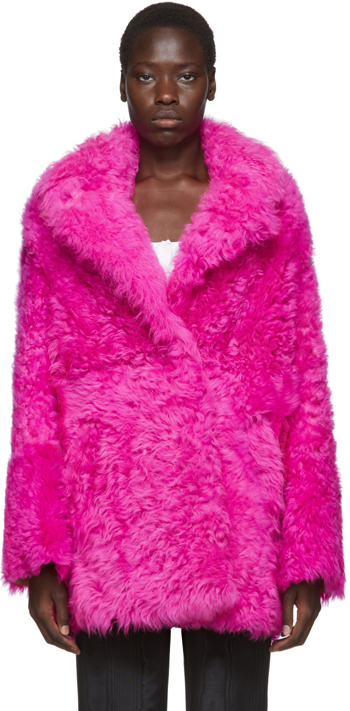 Off-White: Pink Fur Kalgan Coat | SSENSE Canada
