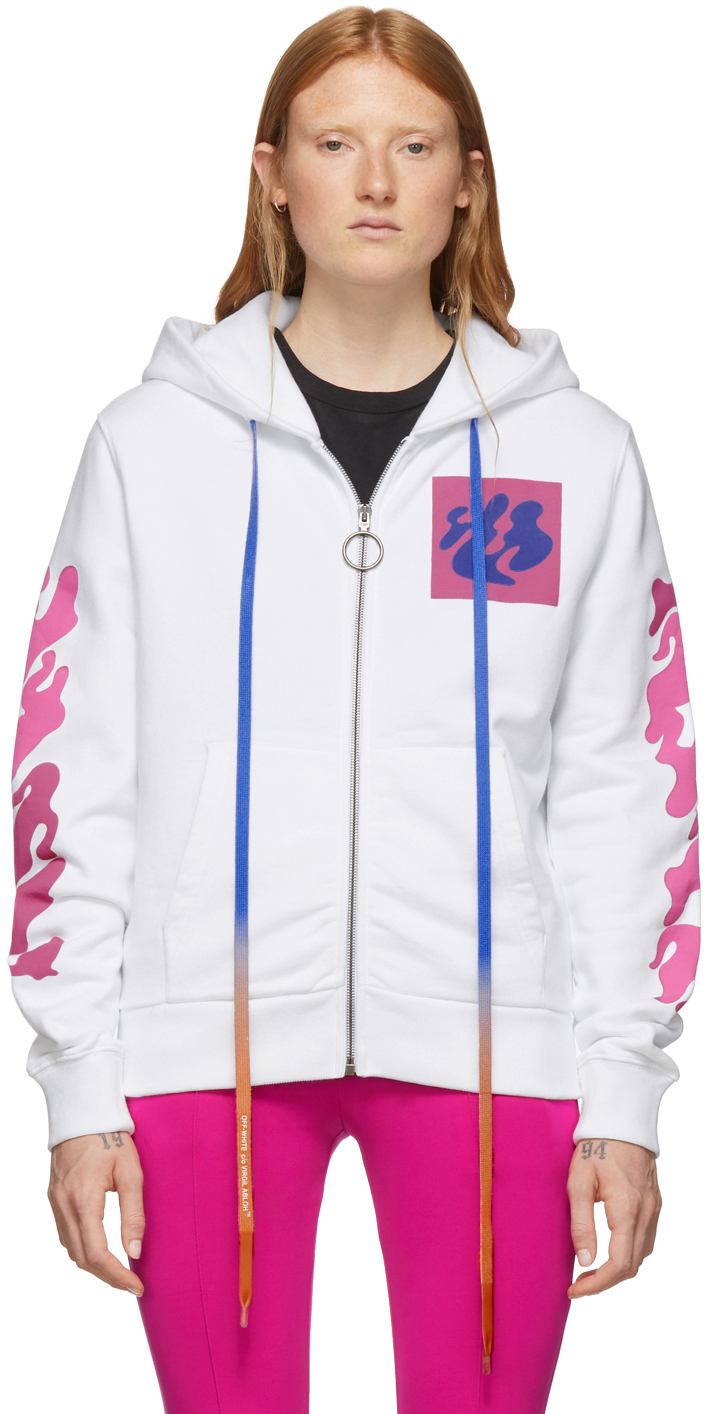 off white hoodie white pink