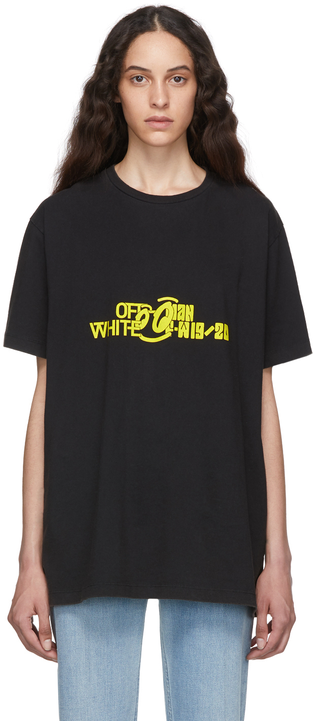 off white black and yellow t shirt