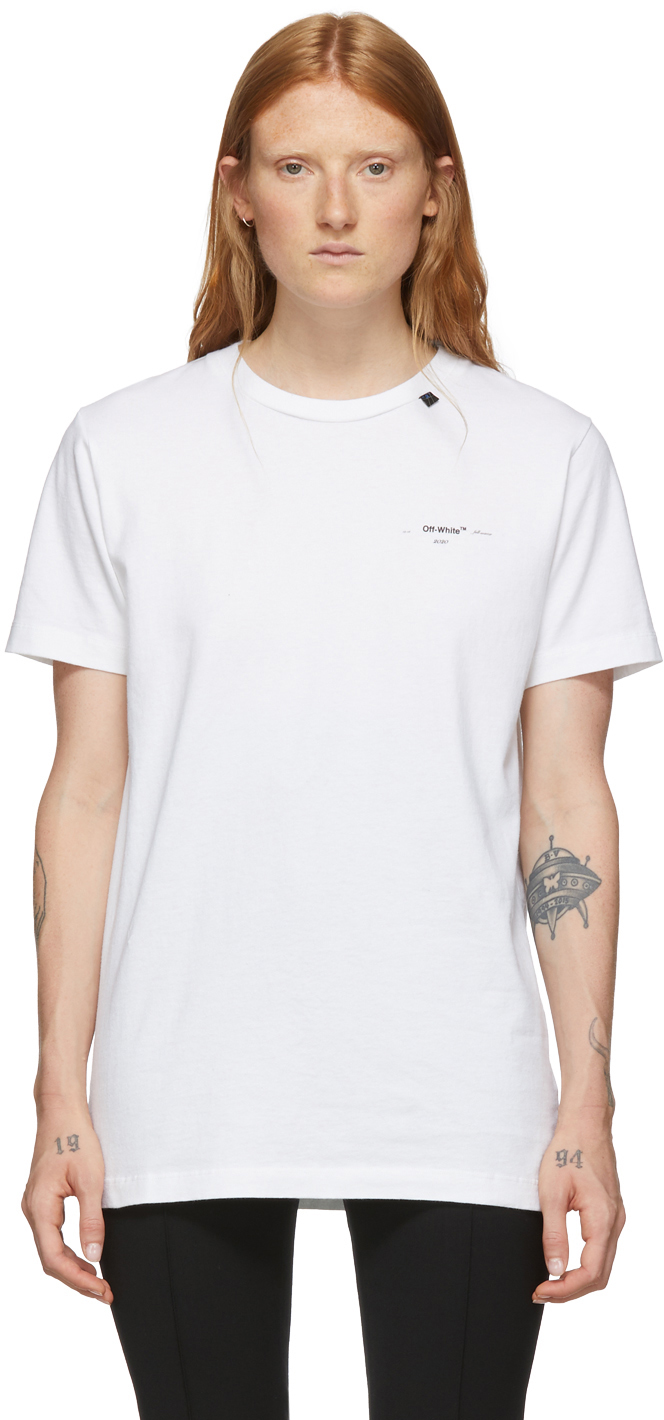 Off-White: White Abstract Arrows Slim T- Shirt | SSENSE