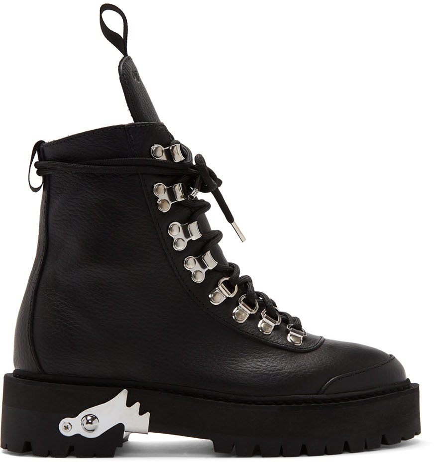 Black Leather Hiking Boots by Off-White 