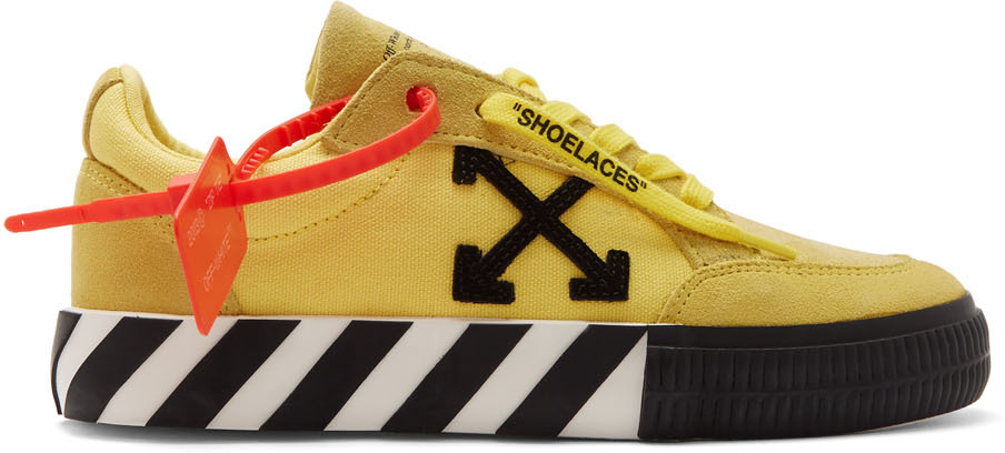 Off-White: Yellow Arrow Vulcanized Low Sneakers | SSENSE Canada
