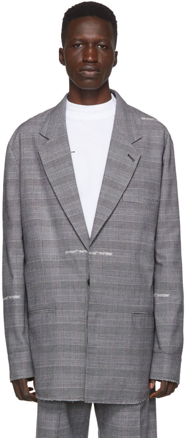 Off-White: Grey Wool Shirt Blazer 