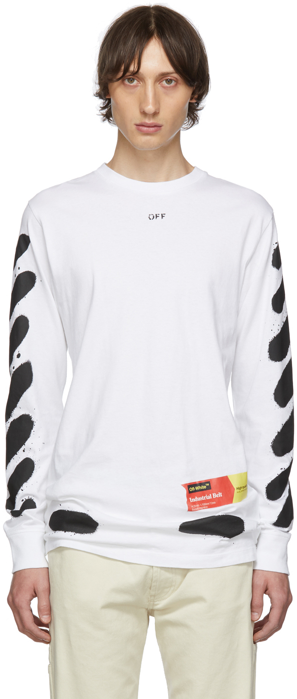 Distribuere Knop øst Off-White: SSENSE Exclusive White Incomplete Spray Paint Long Sleeve T-Shirt  | SSENSE