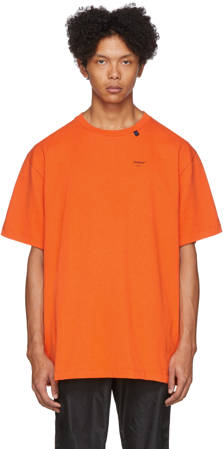 Off-White: Orange & Black Abstract Arrows T-Shirt | SSENSE