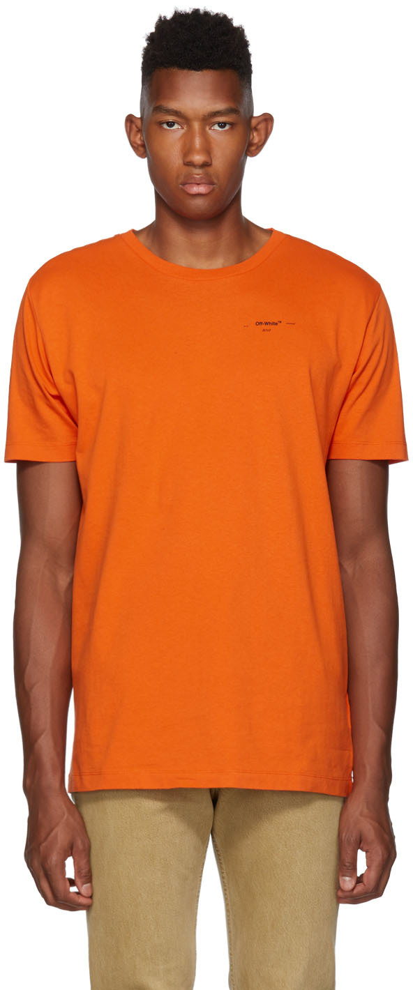 Off-White: Orange & Black Logo T-Shirt | SSENSE