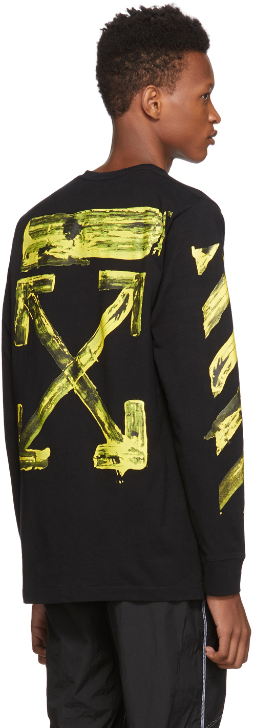 Off White Ssense Exclusive Black Yellow Painted Arrows Long