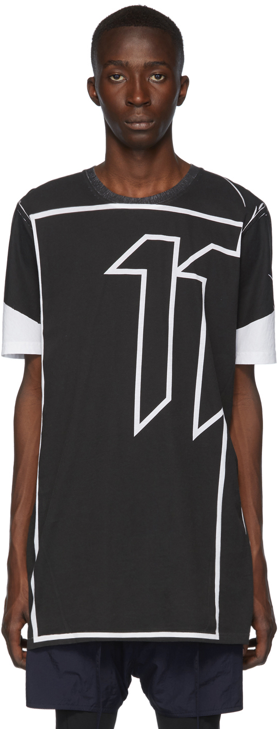 11 by Boris Bidjan Saberi: Black & White Block Print Inverse T-Shirt ...