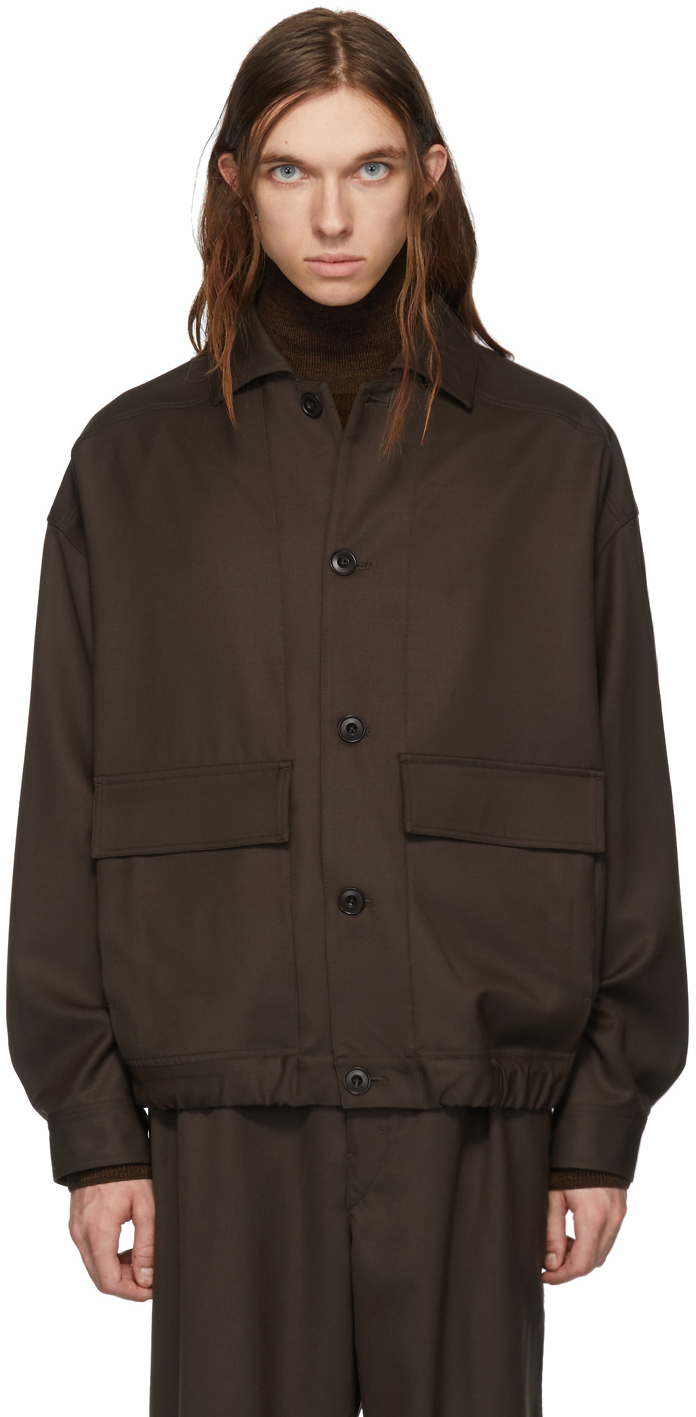 LEMAIRE: Brown Wool Oversized Blouson Jacket | SSENSE UK