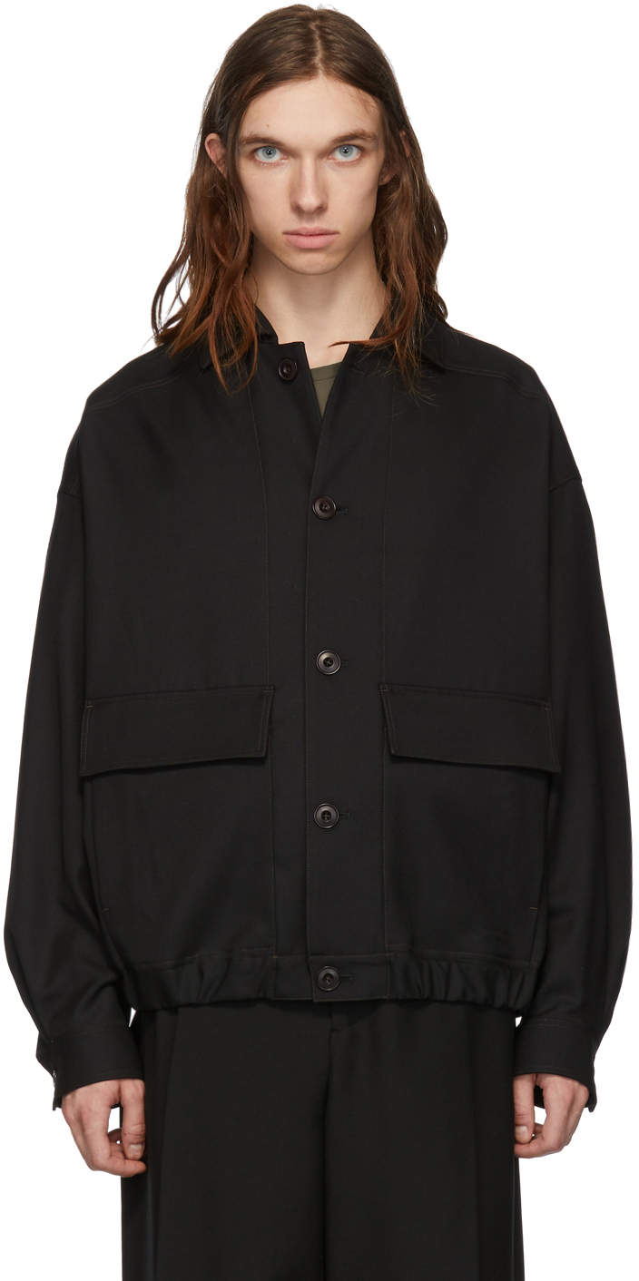 LEMAIRE: Black Wool Oversized Blouson Jacket | SSENSE UK