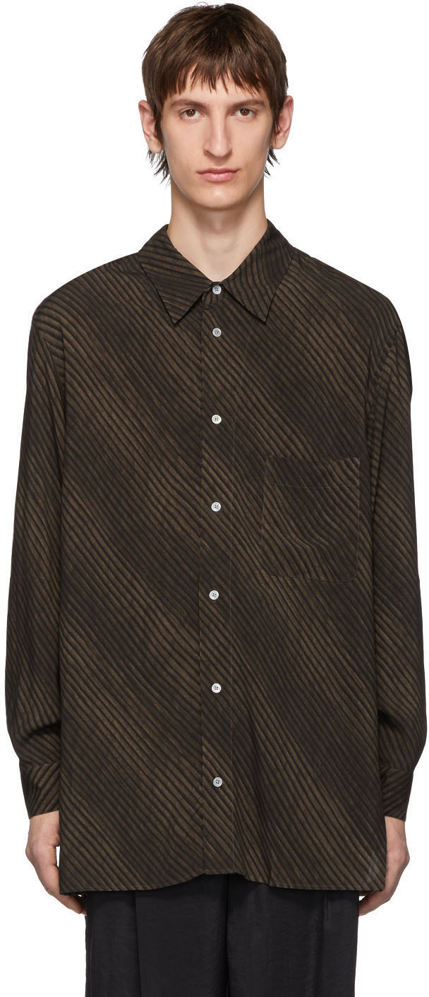 LEMAIRE: Brown & Black Satin Shirt | SSENSE