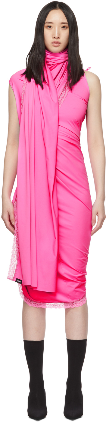 粉色 Lingerie Wrap 连衣裙
