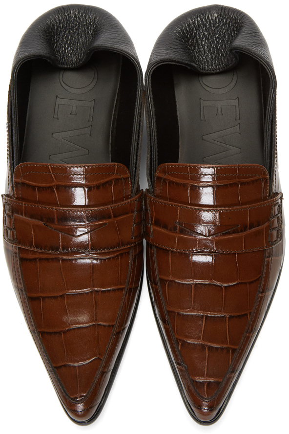 brown croc loafers