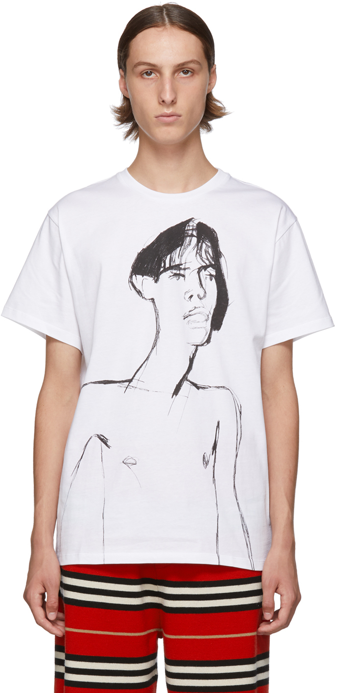 Loewe: White Portrait Print T-Shirt | SSENSE UK