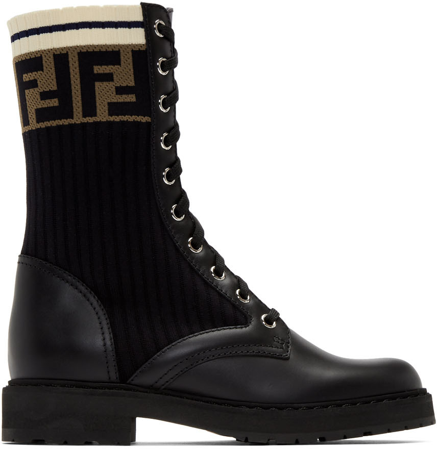 Fendi: Black Rockoko Combat Boots | SSENSE