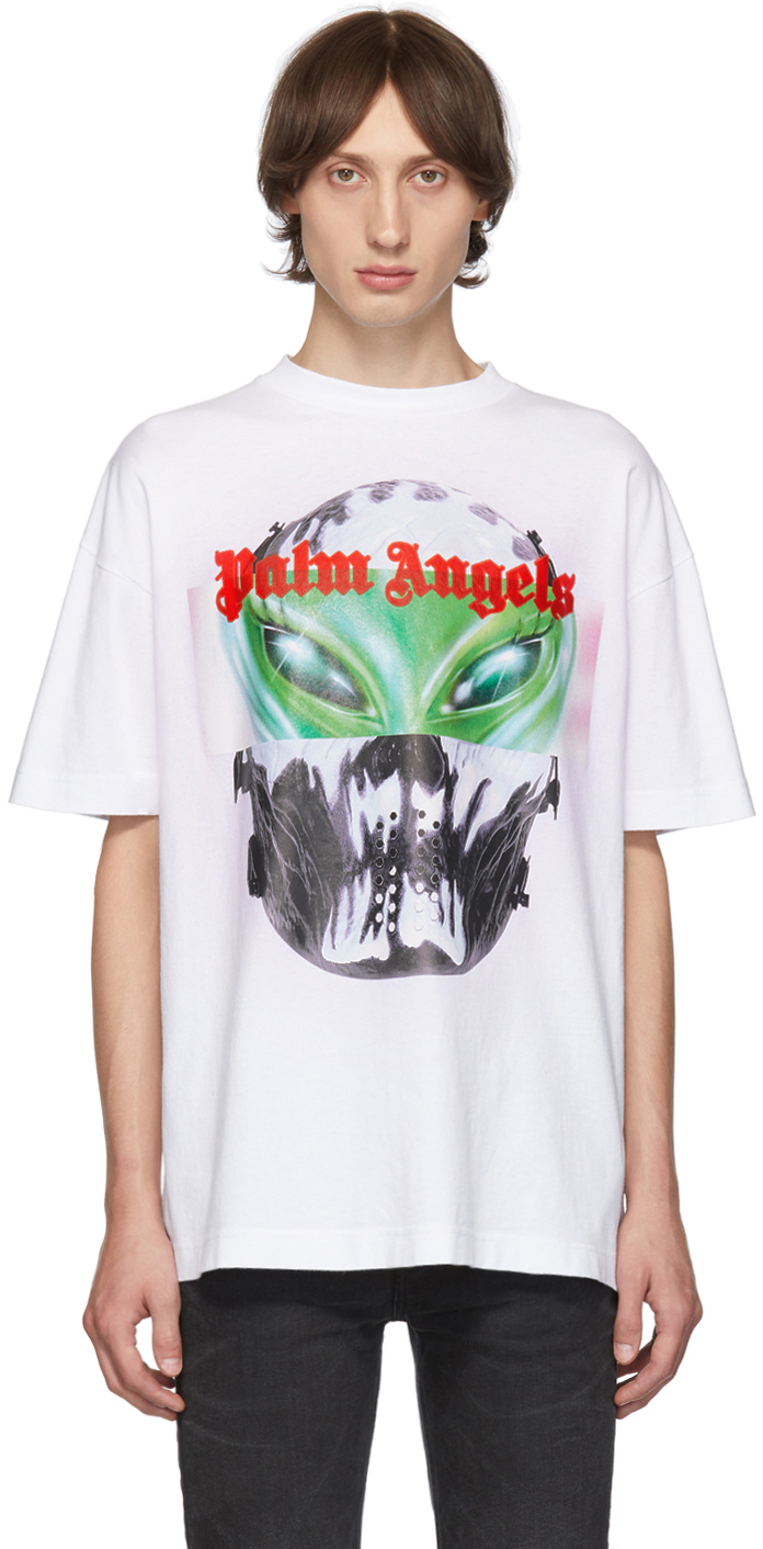 Palm Angels: White Alien T-Shirt | SSENSE