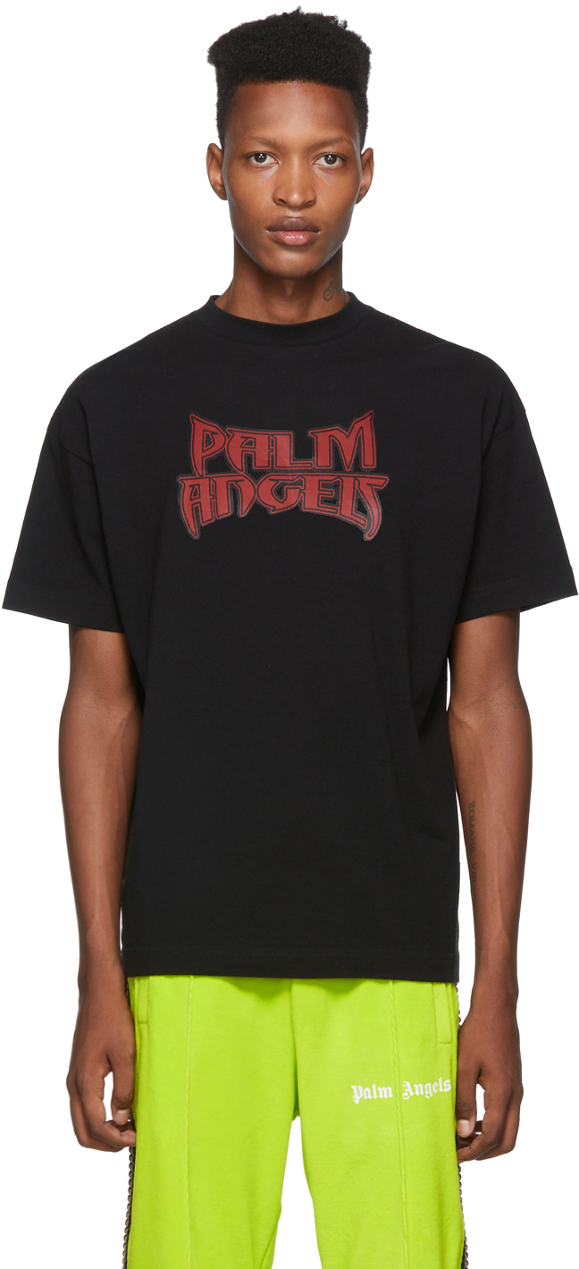 palm angels t shirt black and red
