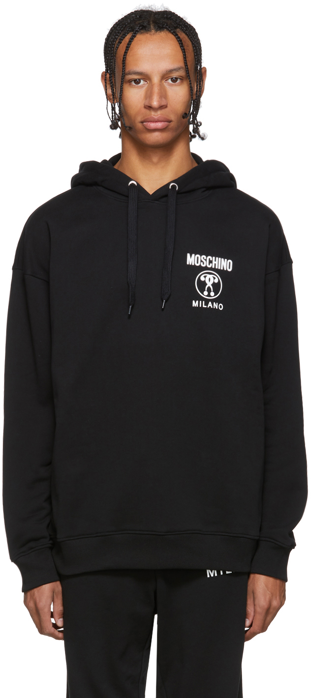 Moschino: Black Double Question Mark Hoodie | SSENSE UK