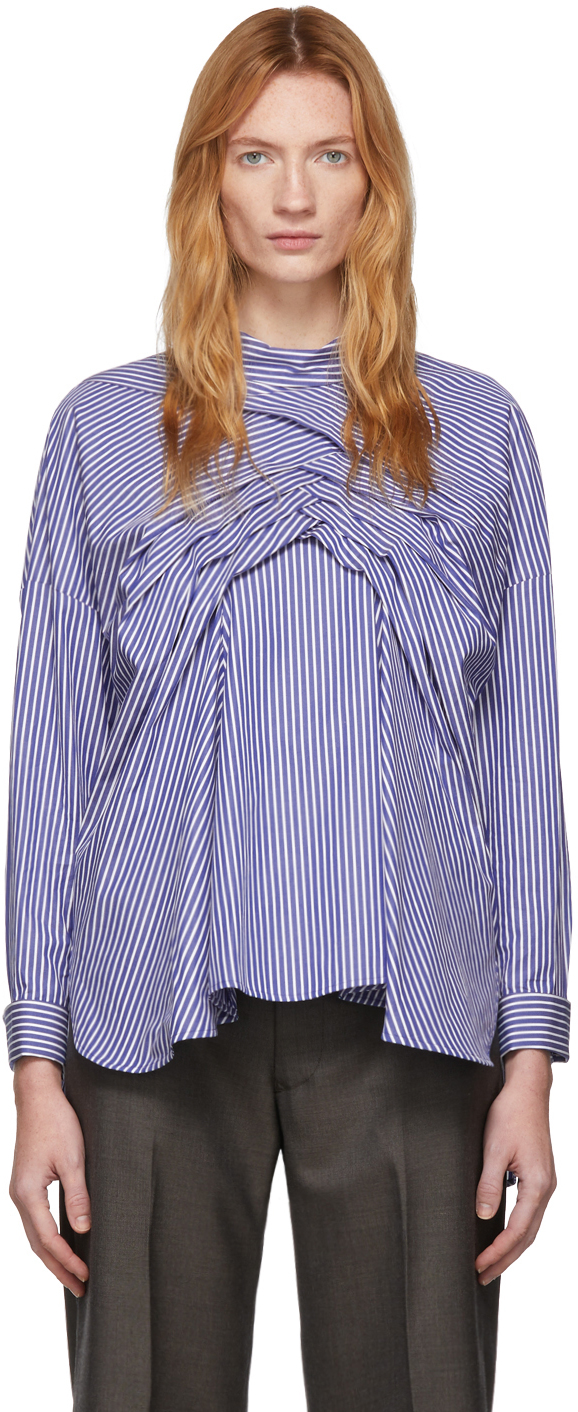 Enfold: Blue Tuck Twist Blouse | SSENSE