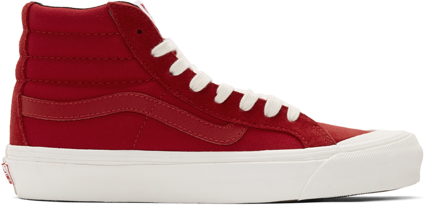 Vans: Red Checkerboard OG Style 138 LX High-Top Sneakers | SSENSE