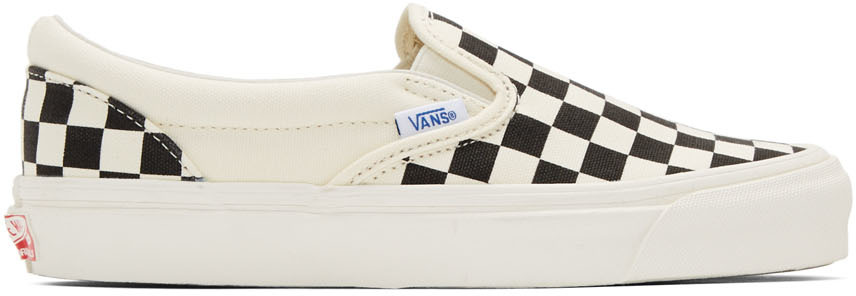 Vans: Black & White OG Checkerboard Classic Slip-On Sneakers | SSENSE