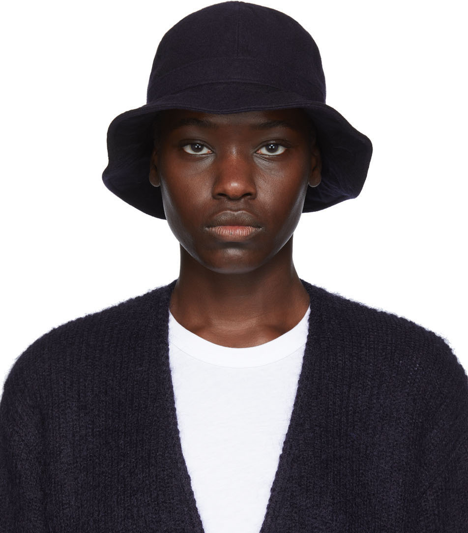 Blue Blue Japan: Navy Flannel Kagozome Metro Hat | SSENSE