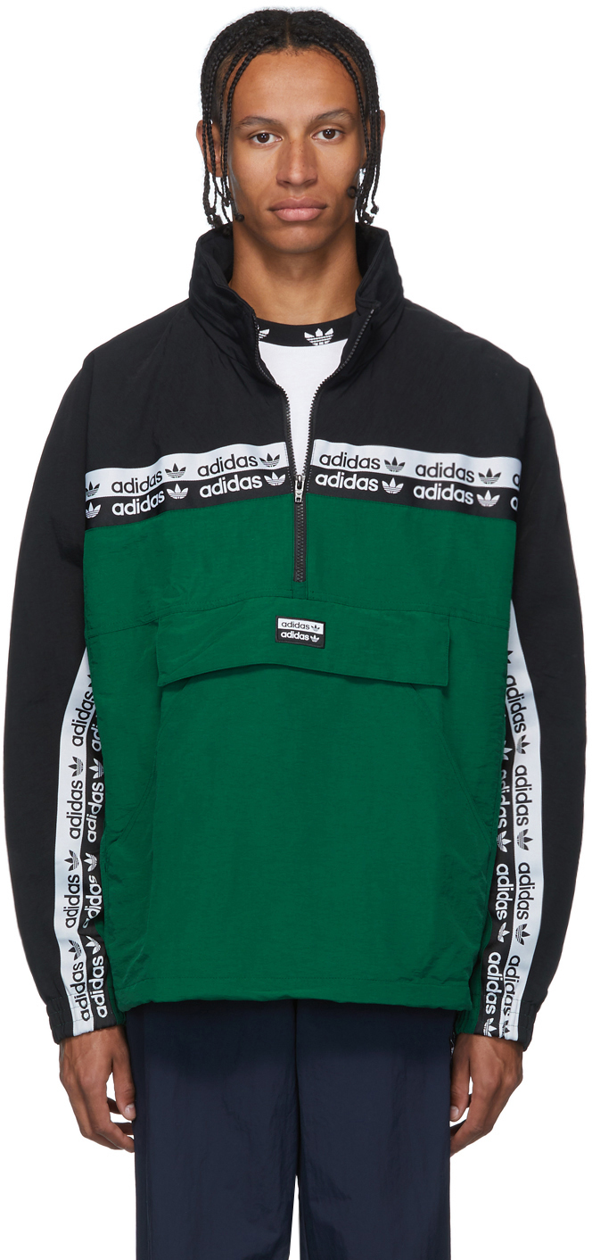 adidas black and green track jacket