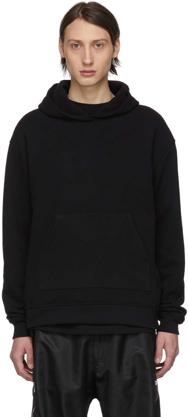 John Elliott: Black Oversized Cropped Hoodie | SSENSE