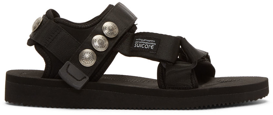 John Elliott: Black Suicoke & Blackmeans Edition Lotus Sandals | SSENSE