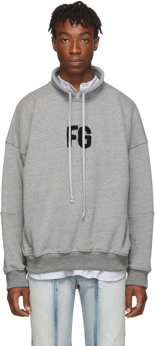 Fear of God: Grey Mock Neck 'FG' Sweatshirt | SSENSE UK