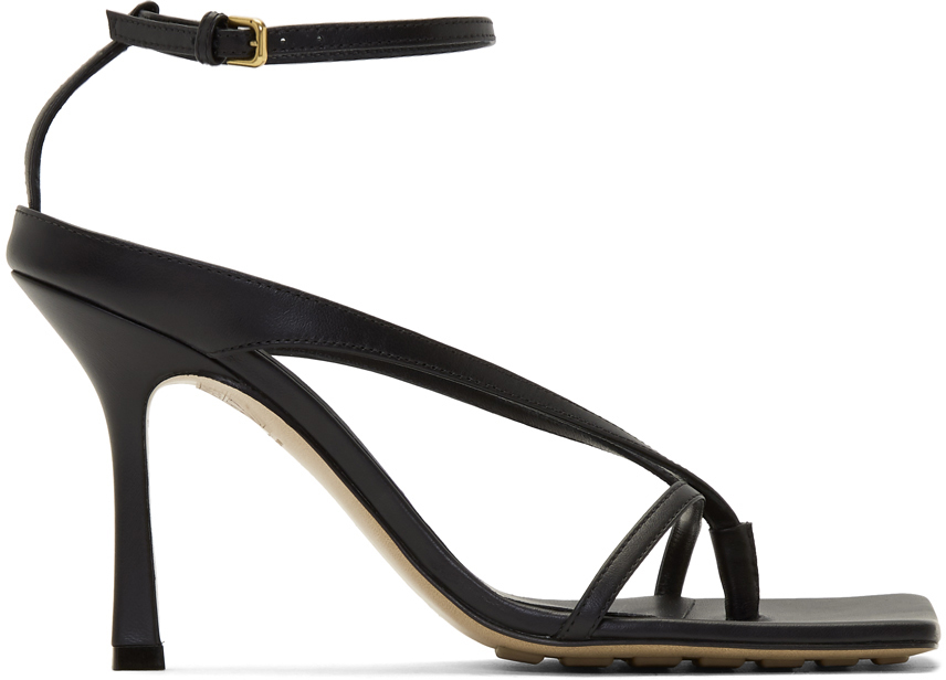 Bottega Veneta: Black Stretch Sandals | SSENSE